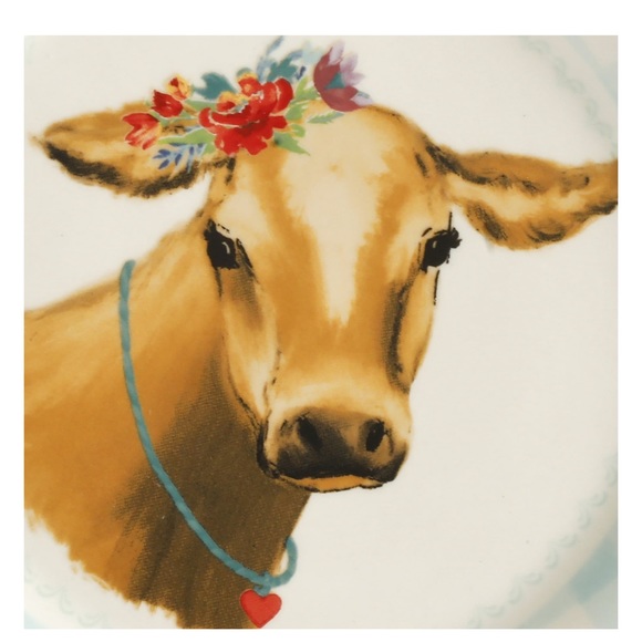 New Pioneer Woman Mini Novelty Cow Blue Gingham Appetizer Plate Quantity 1 - Picture 2 of 5